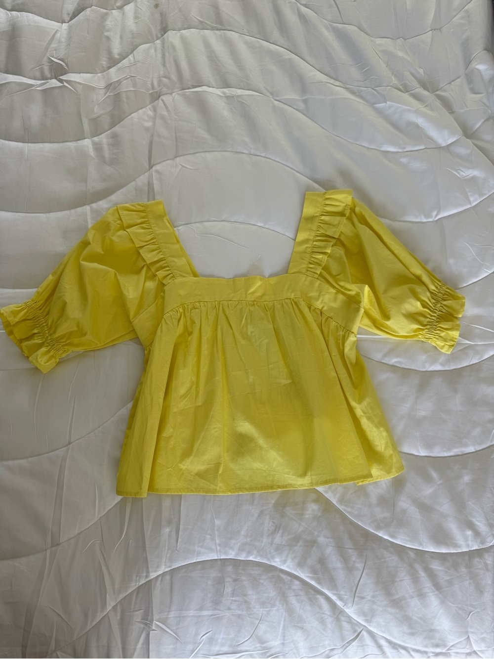 NWT triple threads Sugarlips Sunny Yellow Smocked-Neck Blouse